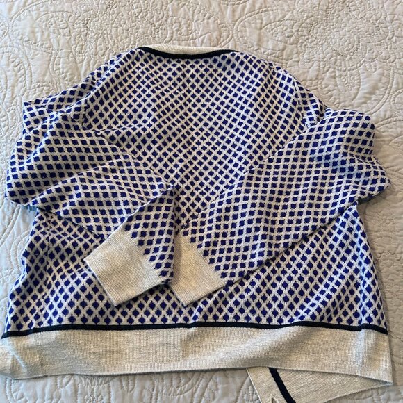J. Crew Collection Italian Cashmere Cardigan Gingham Grey/Purple Women’s Sz S - Picture 2 of 3